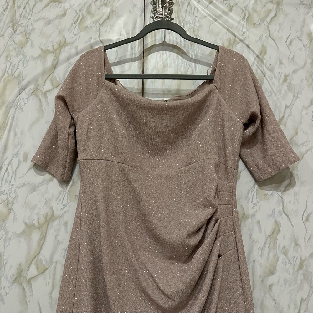 Eliza J 14 gold sparkly dress glitter short sleeve wedding event plus size party - Picture 3 of 9